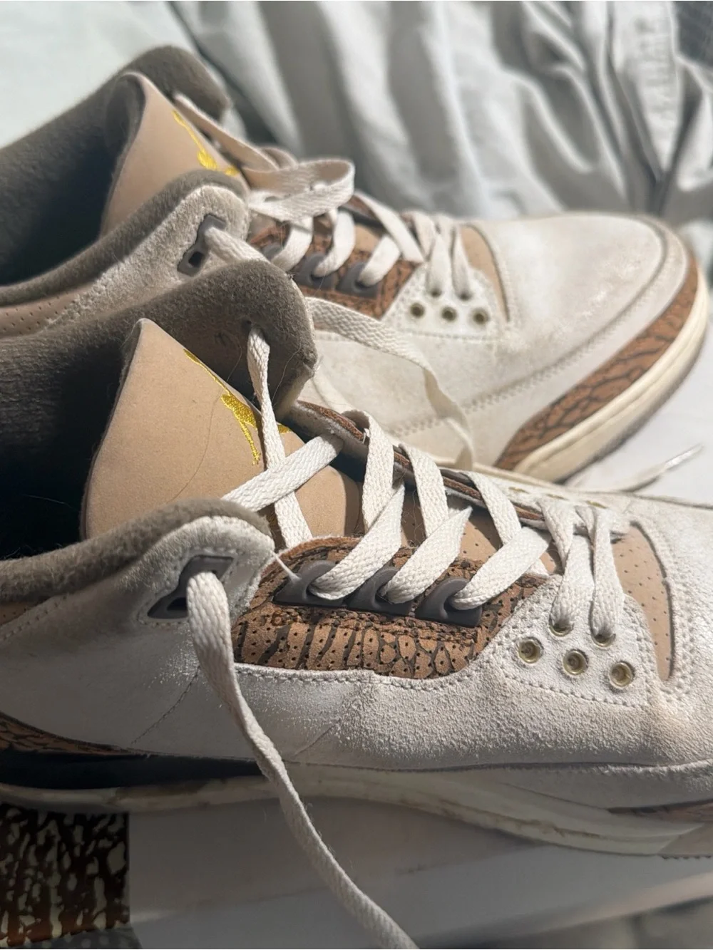 Jordan Men’s Suede Athletic Shoes in Cream, Brown and Gold